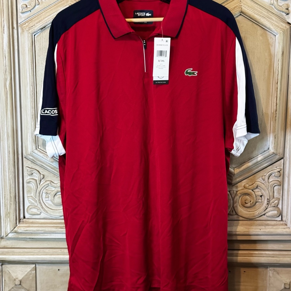 Lacoste Polo Red and Blue Sporty Design